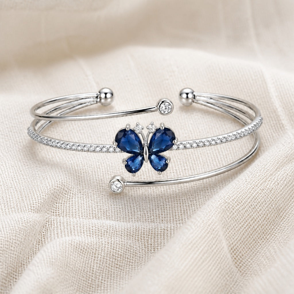 Pulsera rígida de mariposa en plata – imagen 2
