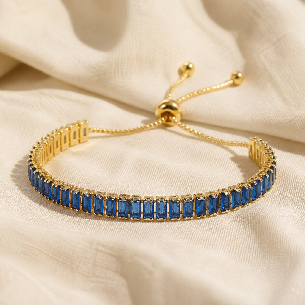 Pulsera de tenis ajustable de cristal azul – imagen 2