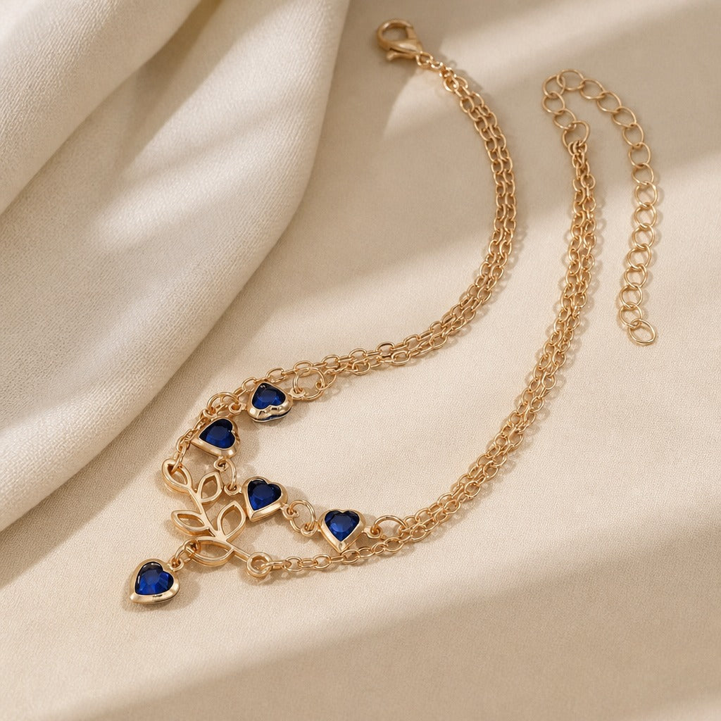 Tobillera de doble cadena con corazón – imagen 2