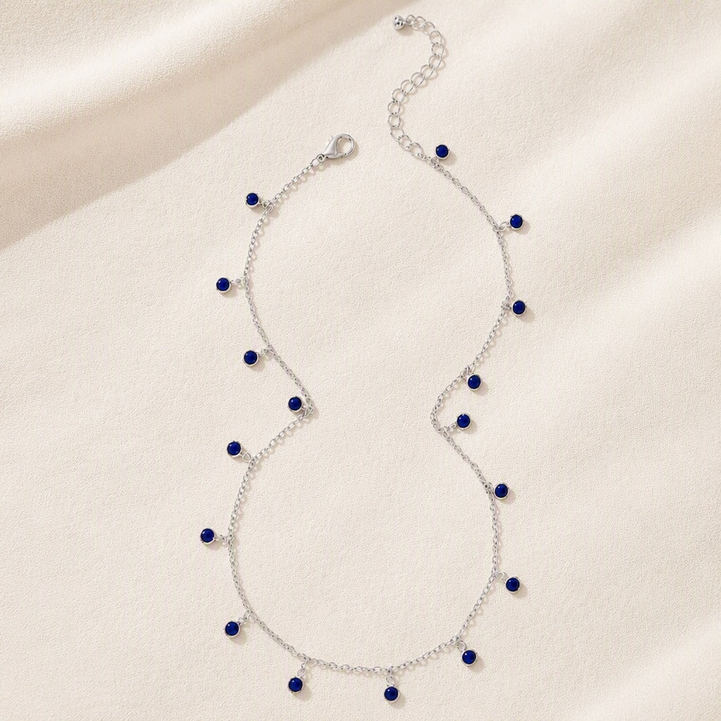 Gargantilla azul de piedras con colgante – imagen 3