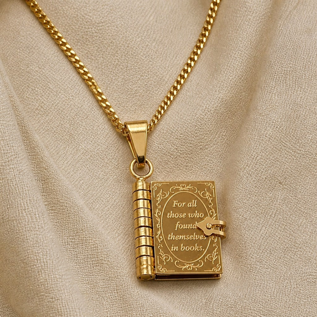 Collar libro de recuerdos literario