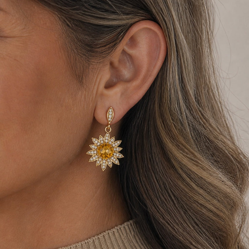 Pendientes colgantes girasol radiantes