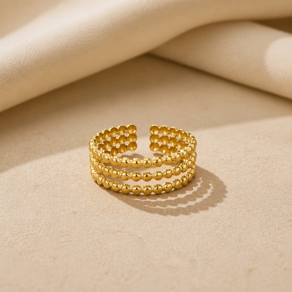 Anillo abierto minimalista dorado – imagen 2