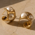 Pendientes atemporales de oro con perla – imagen 2