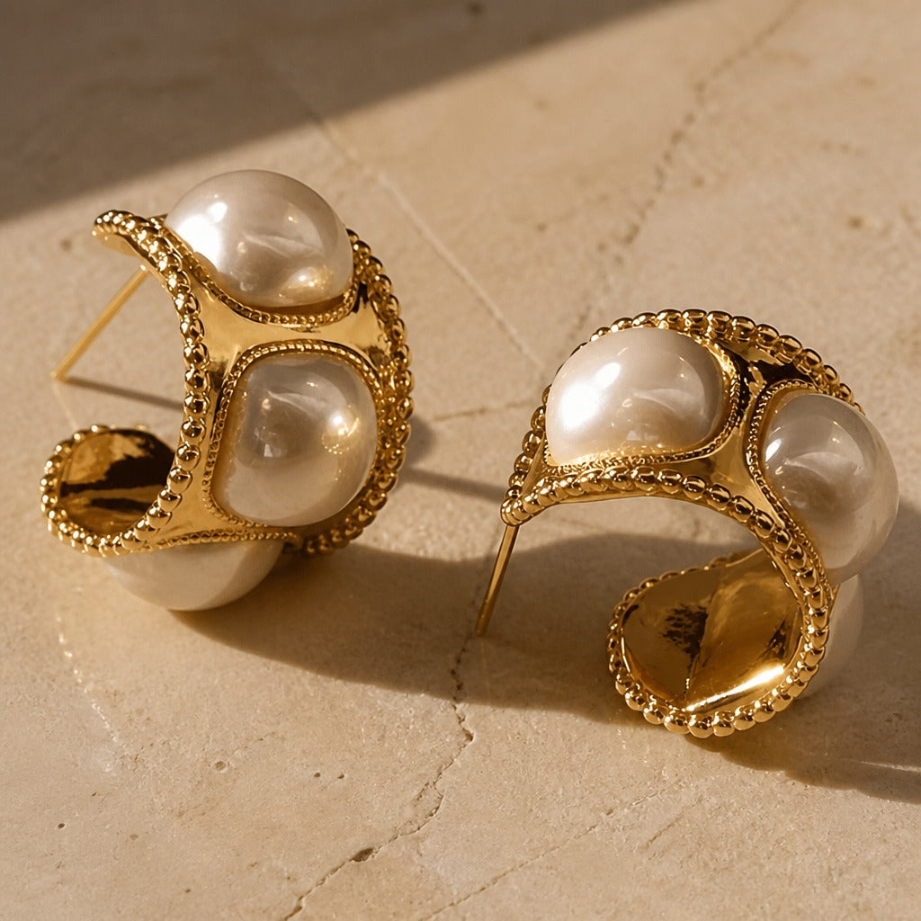 Pendientes atemporales de oro con perla – imagen 2