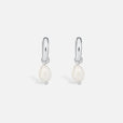 Pendientes colgantes de perla plateados – imagen 2