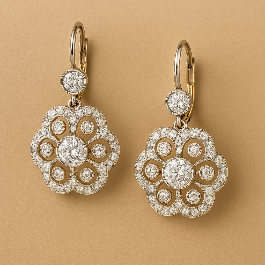 Pendientes retro de cristal con mandala
