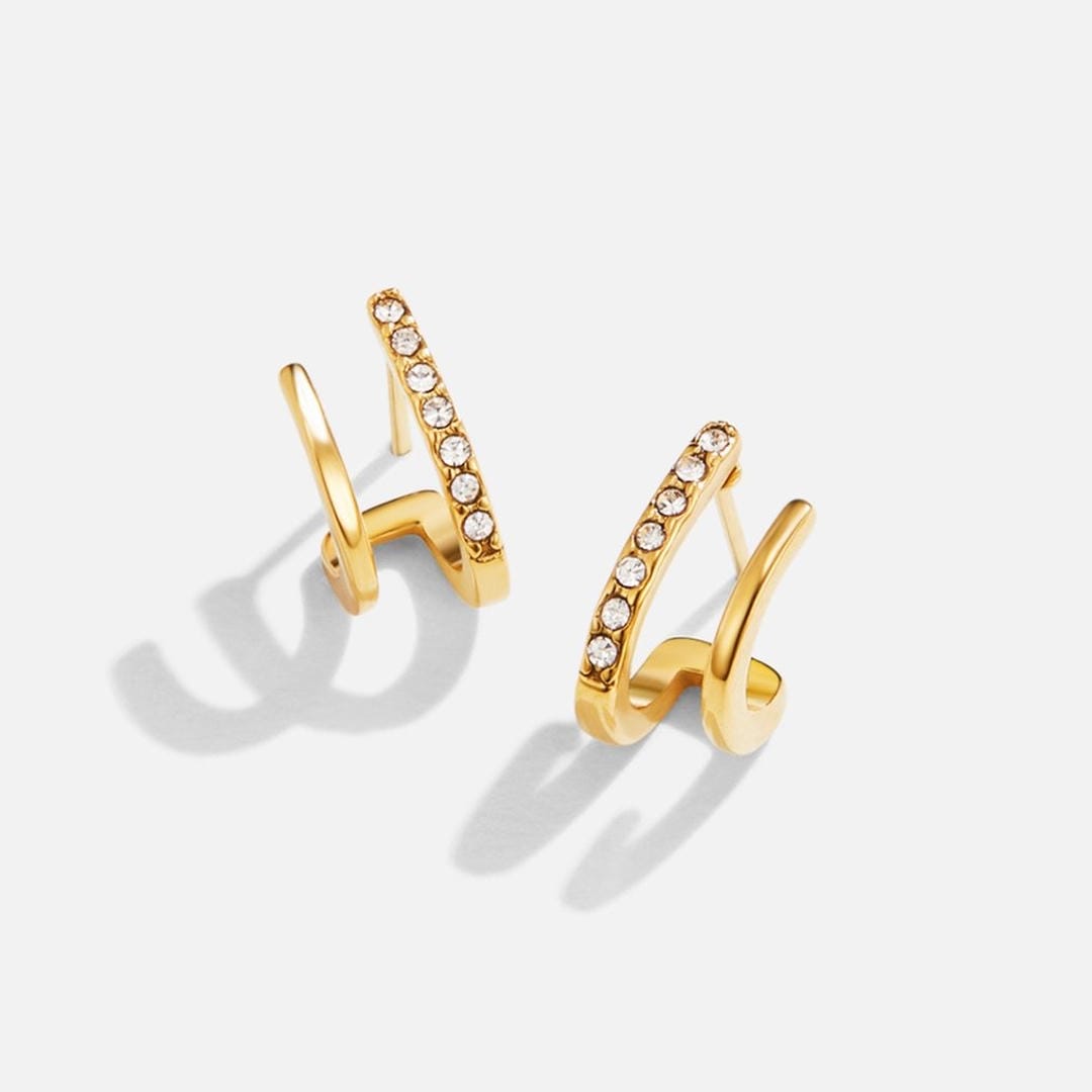 Pendientes Claw dorados con cristal – imagen 3