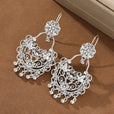 Pendientes retro de pájaro floral con flecos – imagen 2
