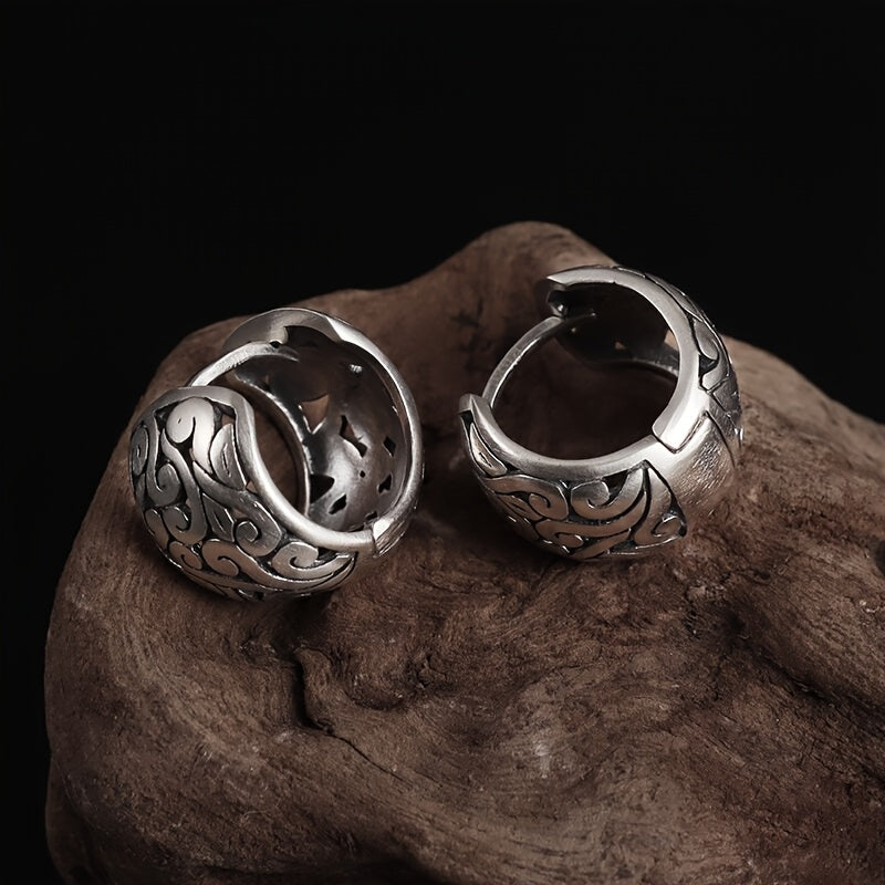 Pendientes de aro hueco étnicos vintage