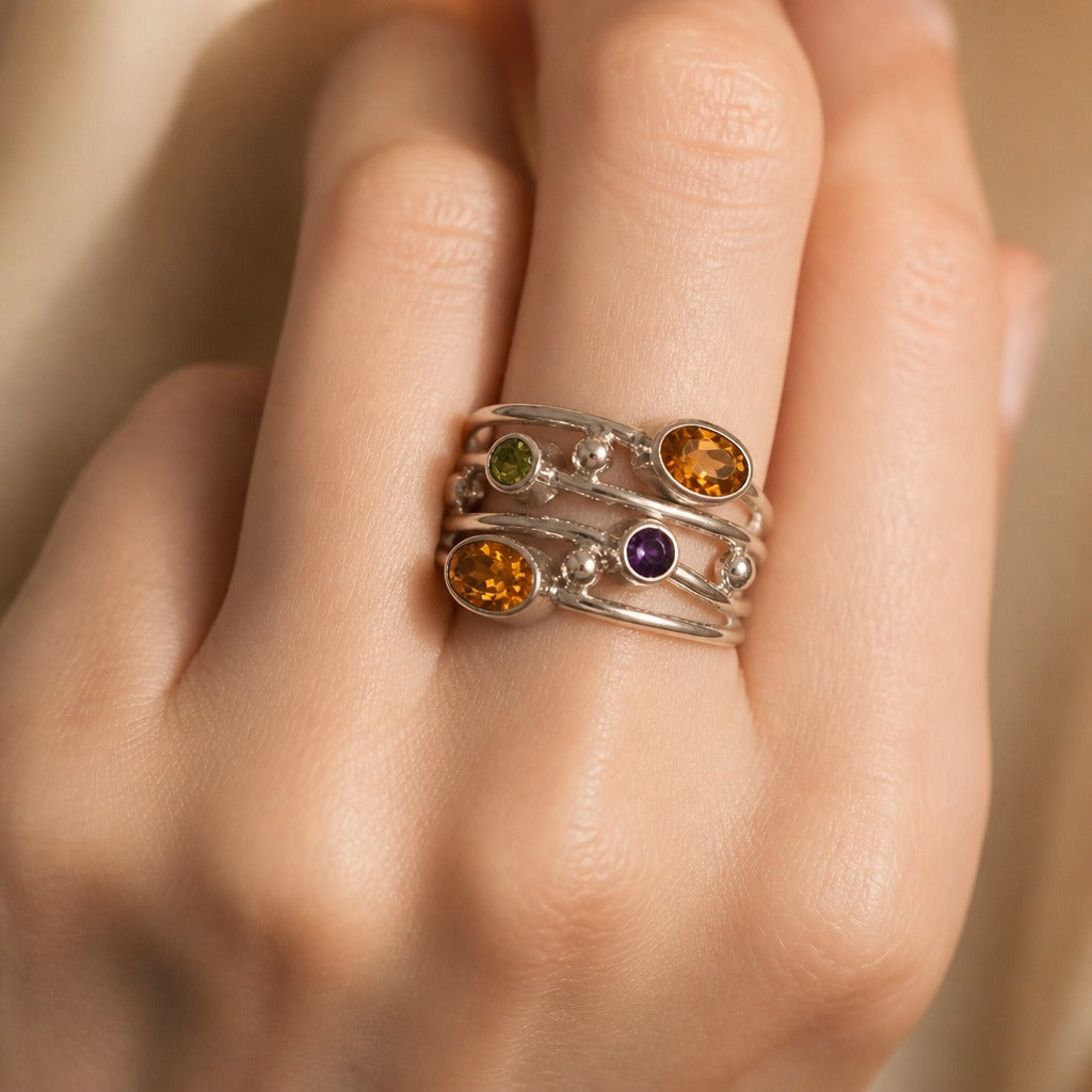 Anillo bohemio de circonita con alambre enrollado – imagen 2