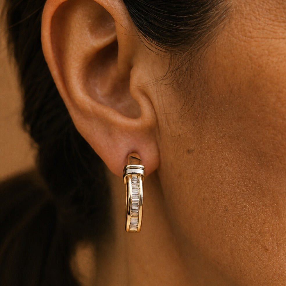 Pendientes vintage de oro con diamantes – imagen 2