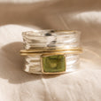Anillo vintage de doble tono con cara ancha – imagen 2