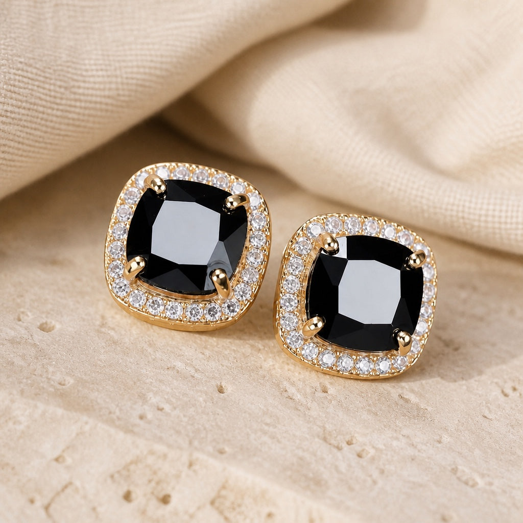 Pendientes cuadrados prestige de ónice