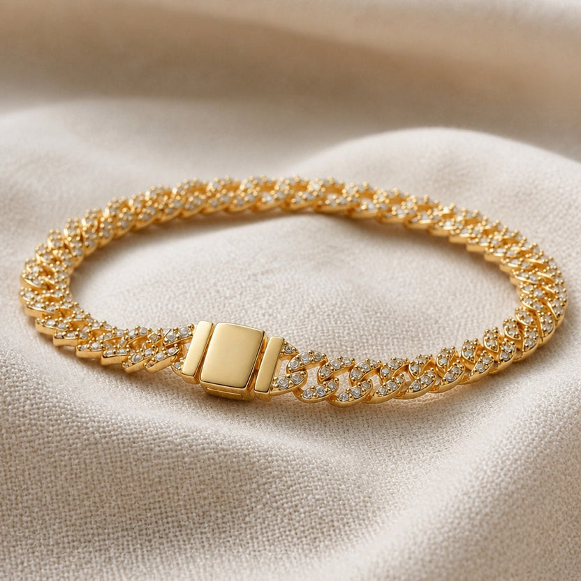 Pulsera cubana pavé brillante