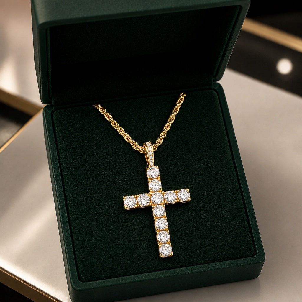 Collar de cruz de diamante clásico