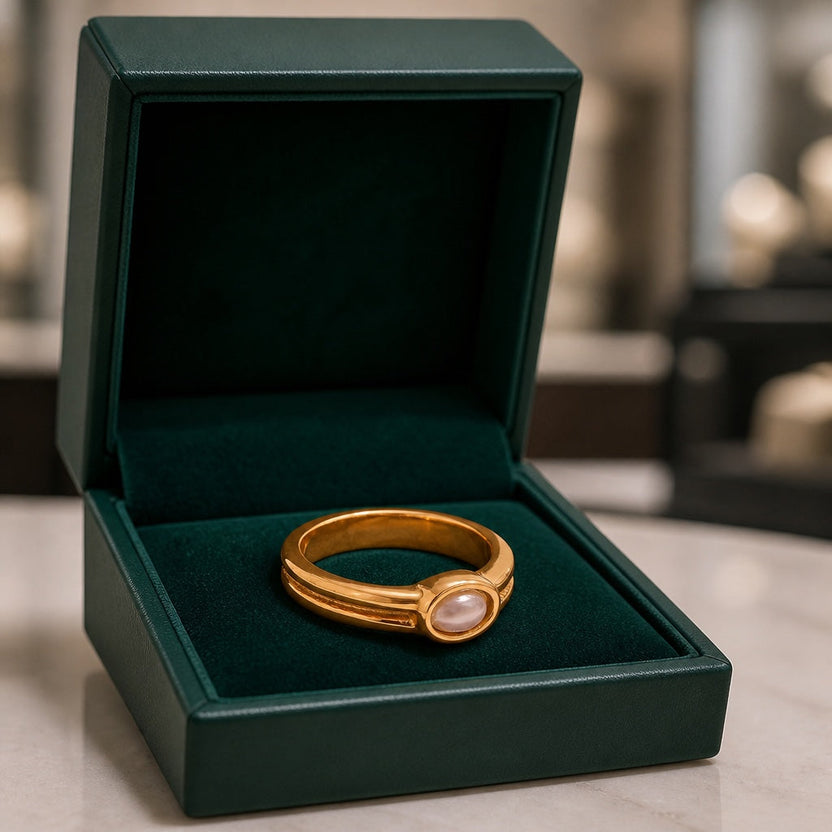 Anillo dorado con perla Delight