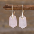 Pendientes artesanales de cuarzo facetado en gota