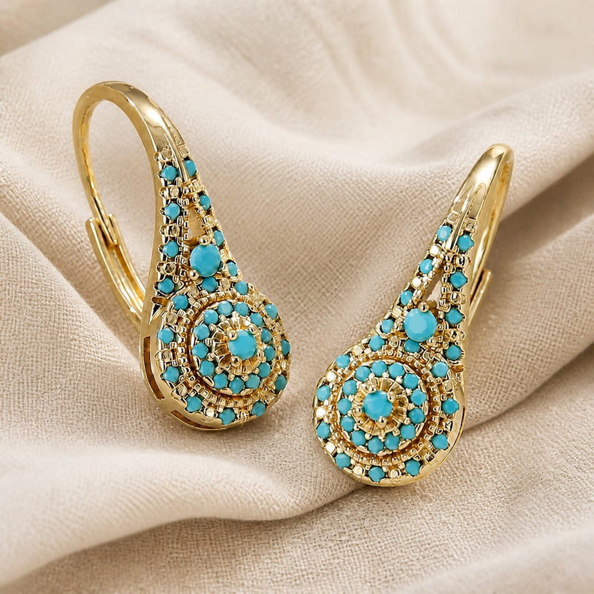 Pendientes turquesa de mosaico elegantes