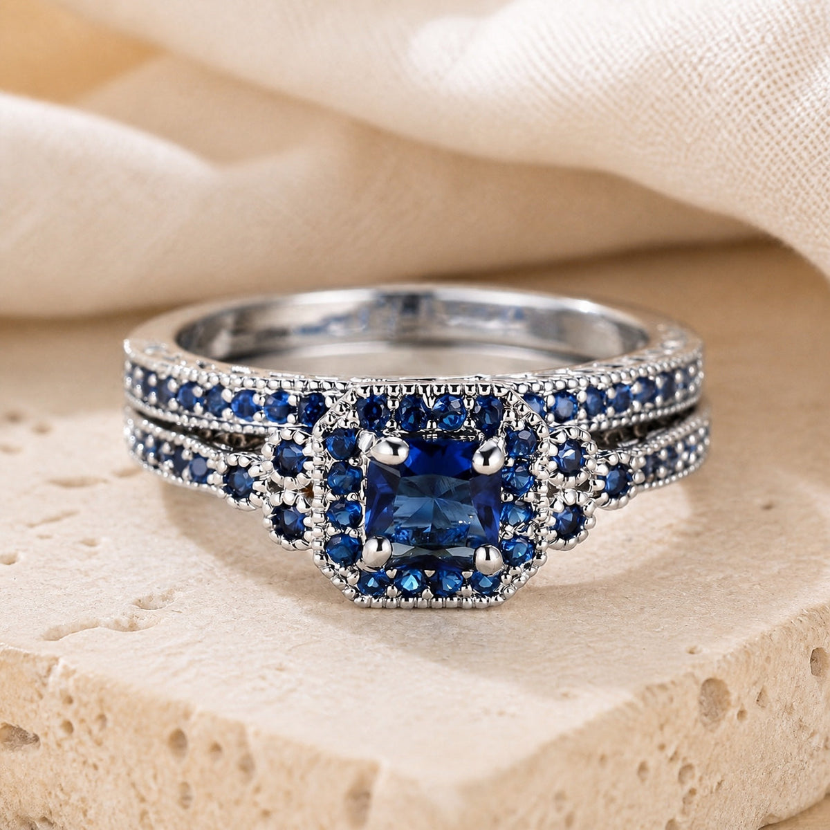 Set de anillos con mosaico de zafiro Carmen, Lucía & Rocío – imagen 2