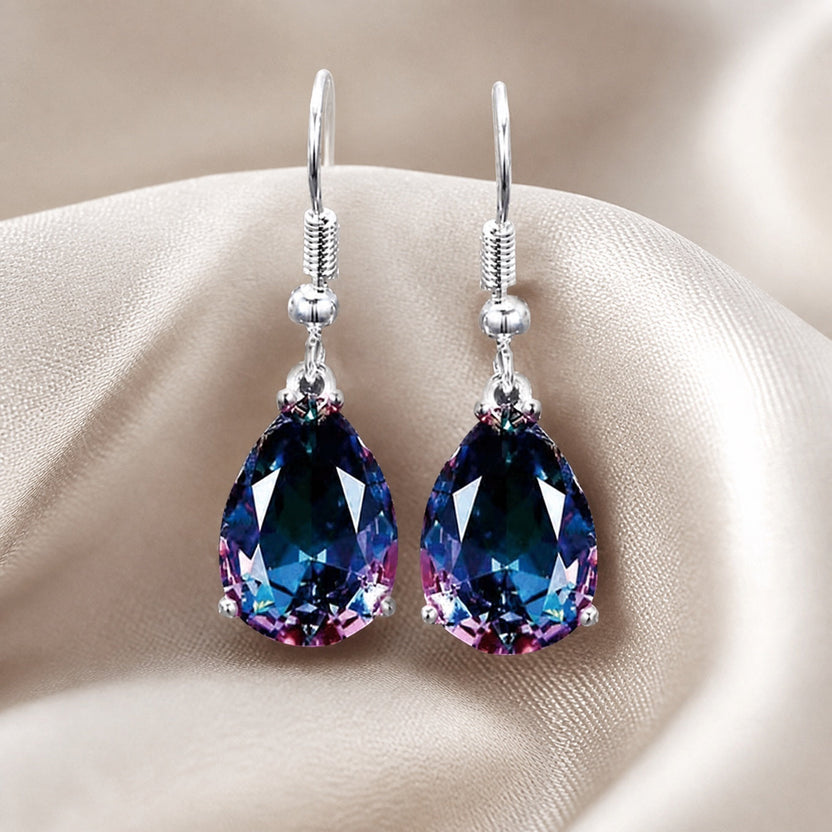 Pendientes elegantes arcoíris de zafiro