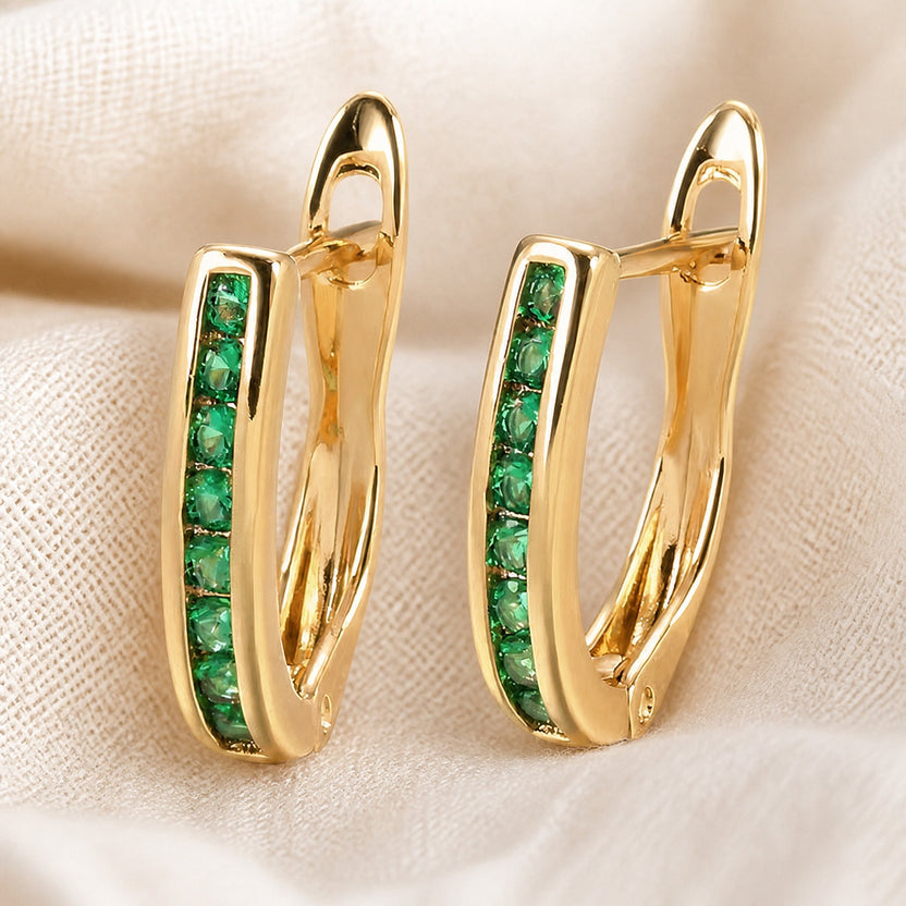 Pendientes de racimo de esmeralda y diamante