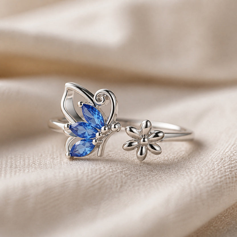 Anillo mariposa de zafiro