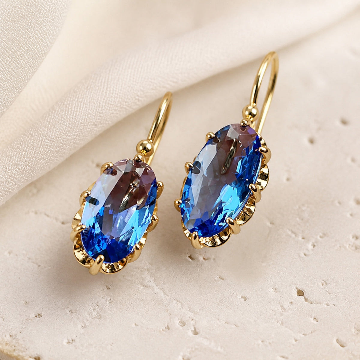 Pendientes flor dorada y azul