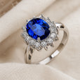 Anillo halo clásico de zafiro – imagen 2