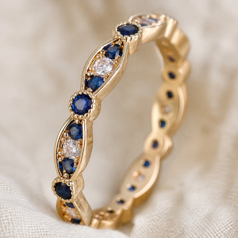 Anillo de banda Constelación de zafiro medianoche