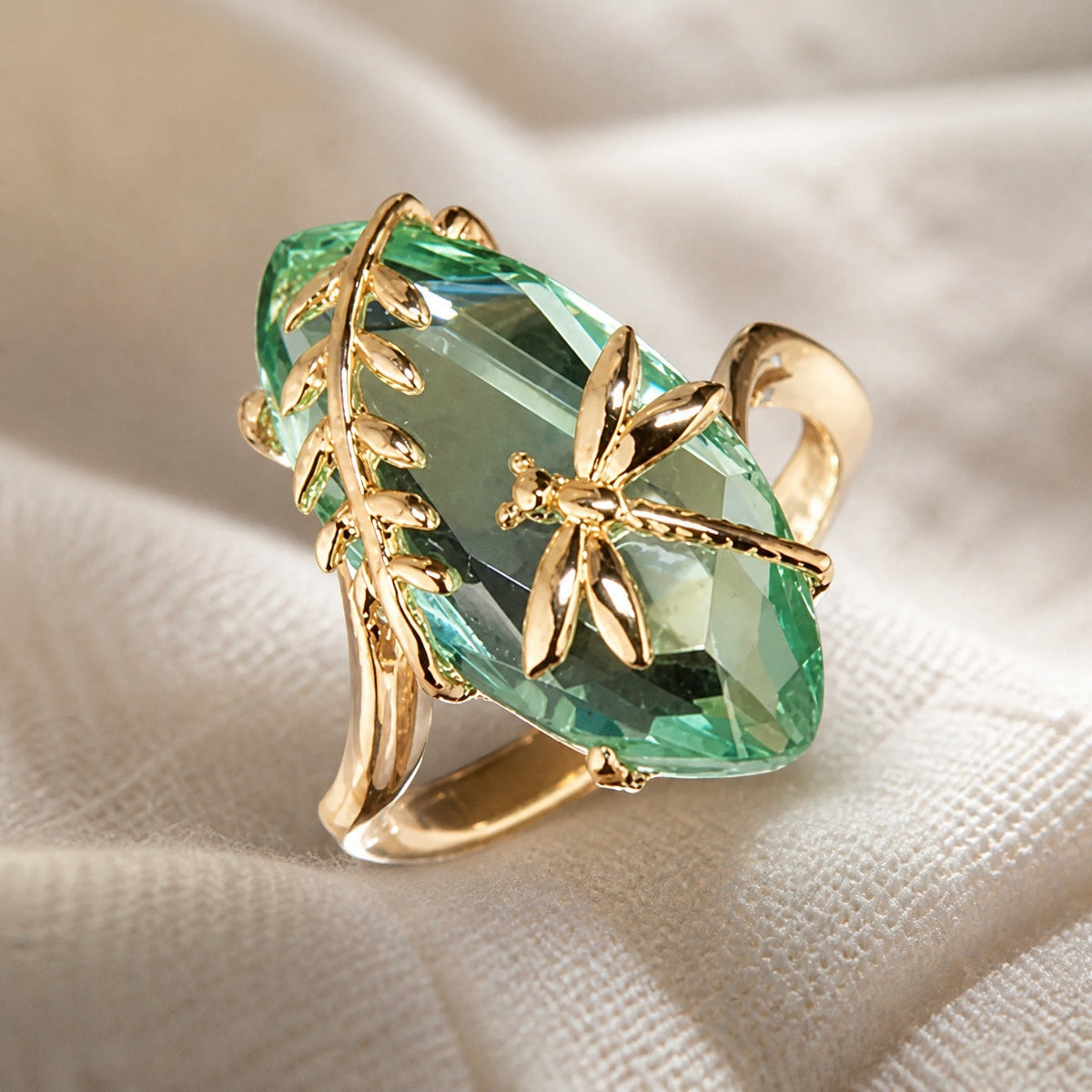 Anillo atemporal de libélula con cristal – imagen 2