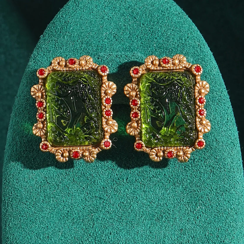 Pendientes rectangulares con colgante de perla de estilo prestigioso