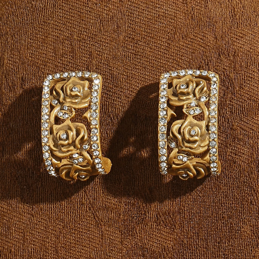 Pendientes de cristal pavé en rosa de lujo