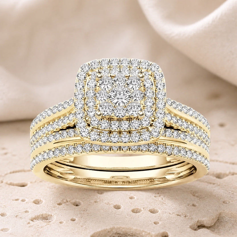 Anillo de circonita incrustada deslumbrante