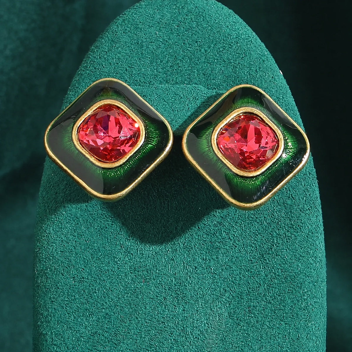 Pendientes de cristal cuadrados Duo