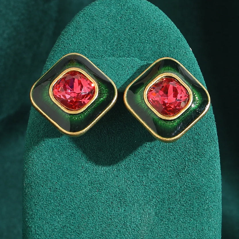 Pendientes de cristal cuadrados Duo