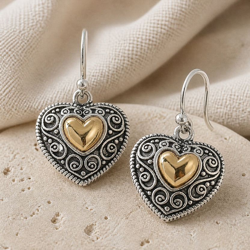 Pendientes corazón bohemios vintage