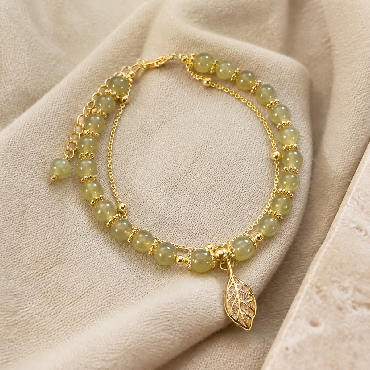 Pulsera de jade con cuentas de doble capa