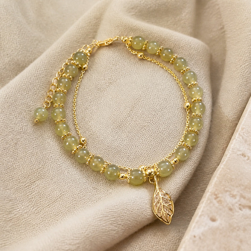 Pulsera de jade con cuentas de doble capa
