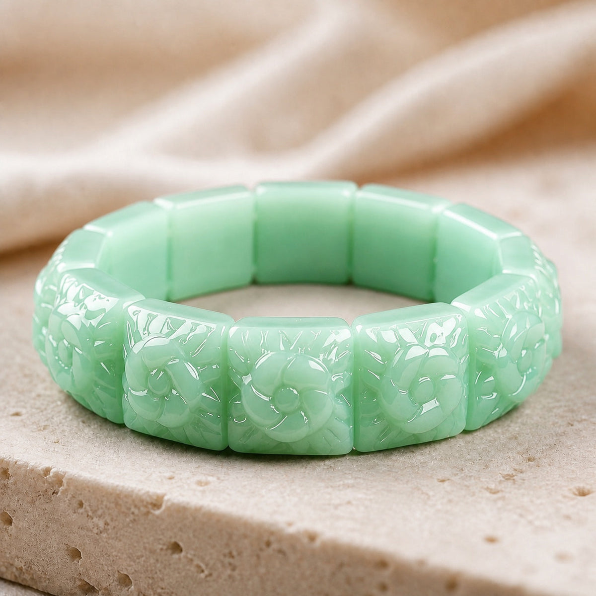 Pulsera de jade con flor de tendencia – imagen 2
