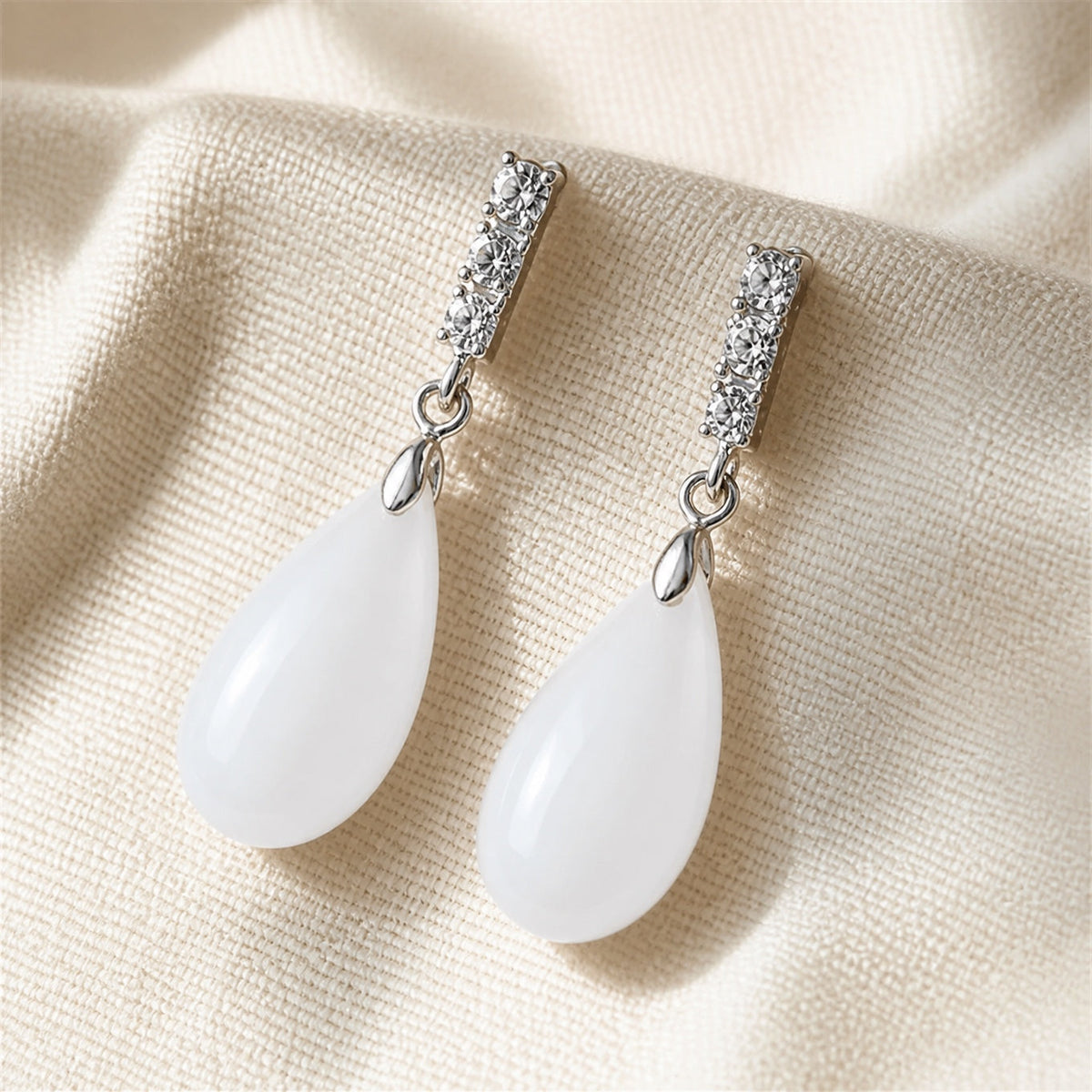 Pendientes de jade en gota brillantes – imagen 2