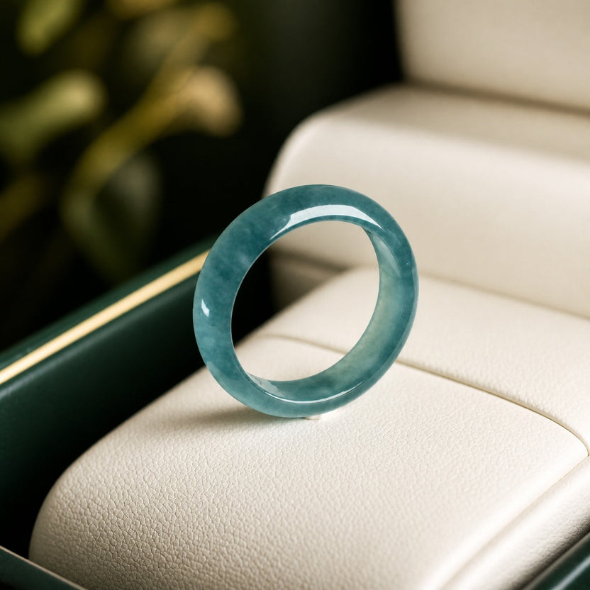 Anillo de jadeíta de Myanmar pulida