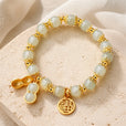 Pulsera de cuentas de jade con forma de cacahuete en dorado
