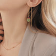 Pendientes de oro de gota con perla de jade – imagen 2