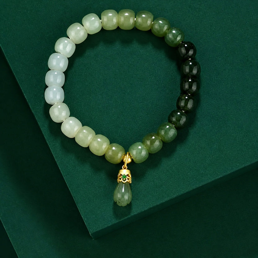 Pulsera exquisita de jade y turmalina con cuentas