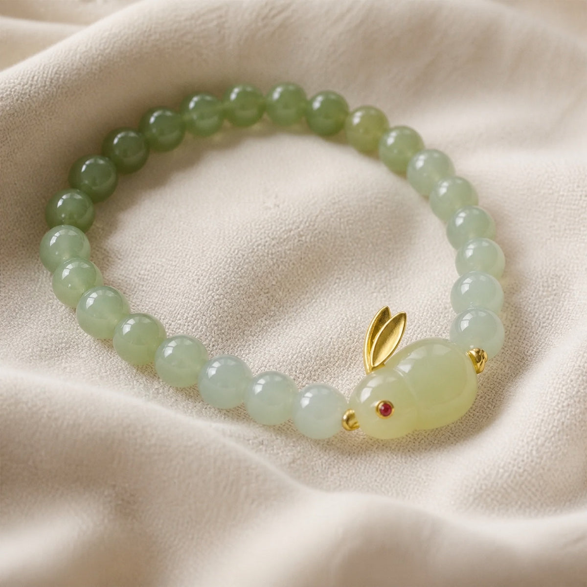 Pulsera exquisita de cuentas de jade conejo