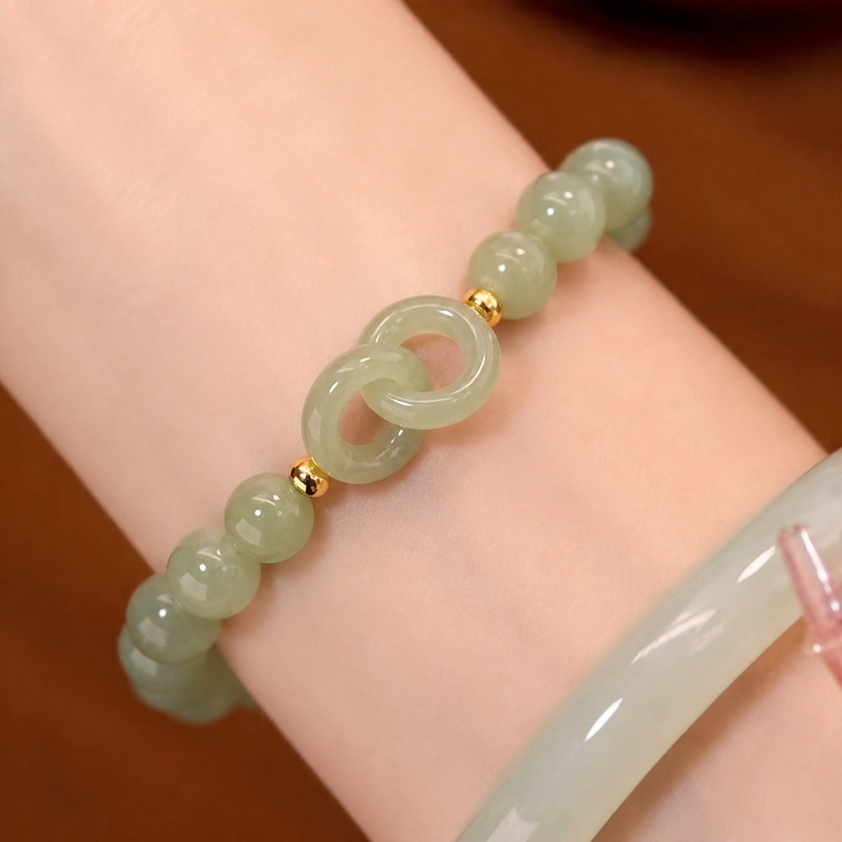 Pulsera de dijes Infinity con cuentas de jade – imagen 2