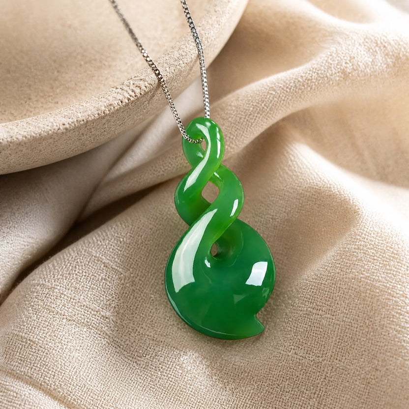Colgante de jade tallado en espiral