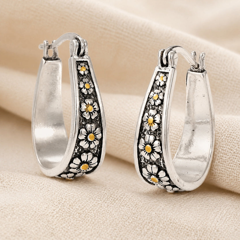 Pendientes vintage de flor tallada a mano