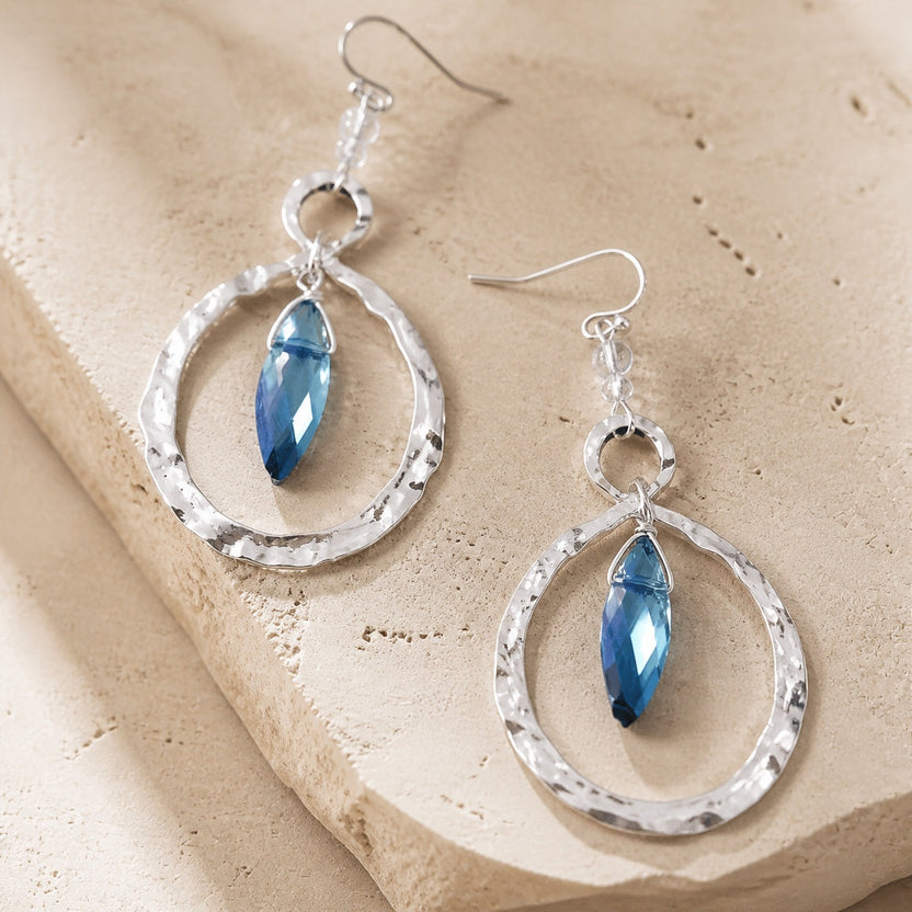 Pendientes bohemios plateados de piedra lunar